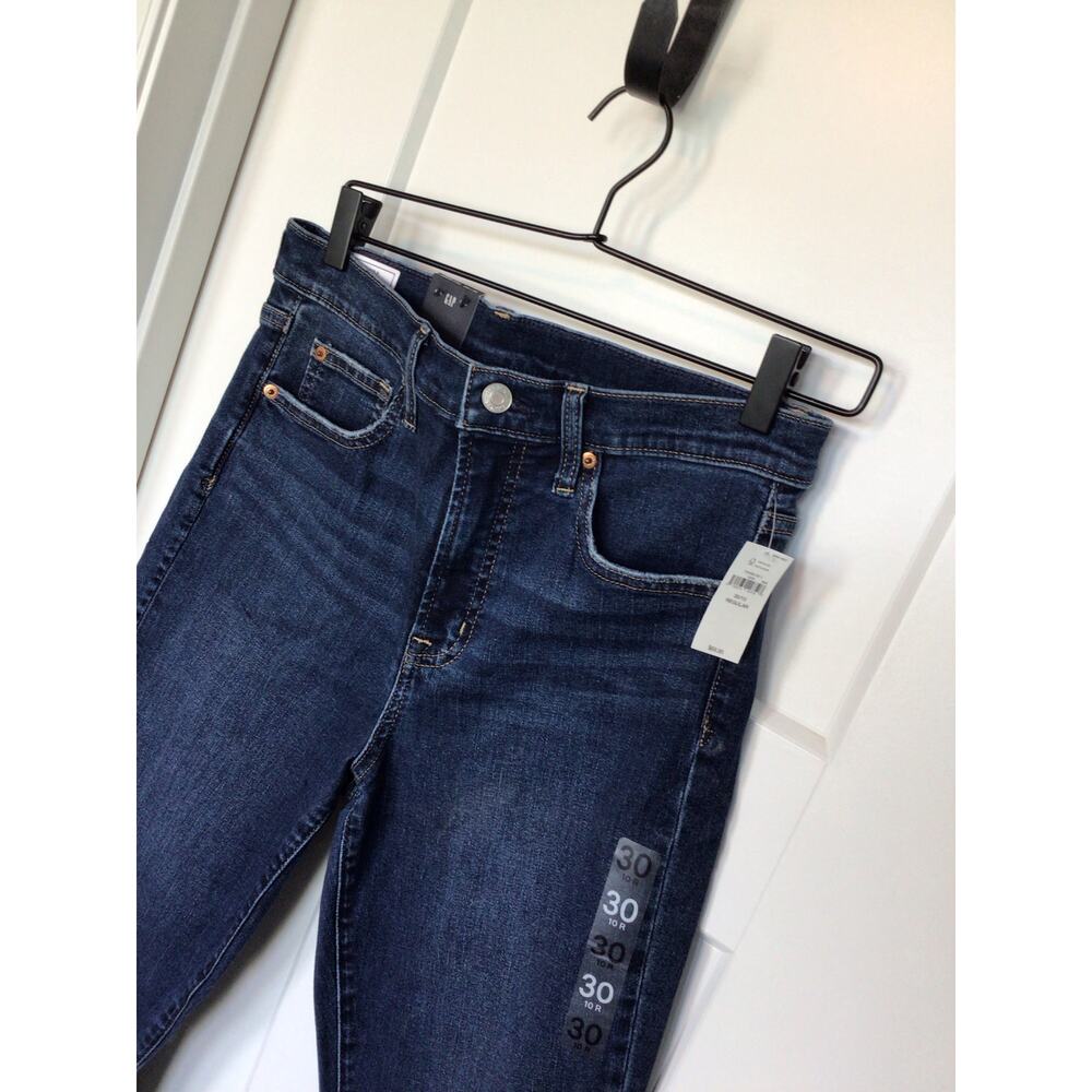 NWT Gap Women's Denim True Skinny High‎ Rise Jeans Dark Wash Blue Size 30/10R - Picture 2 of 11